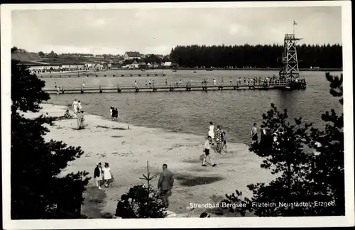 Ak Neustädtel Schneeberg im Erzgebirge, Partie am Strandbad Bergsee