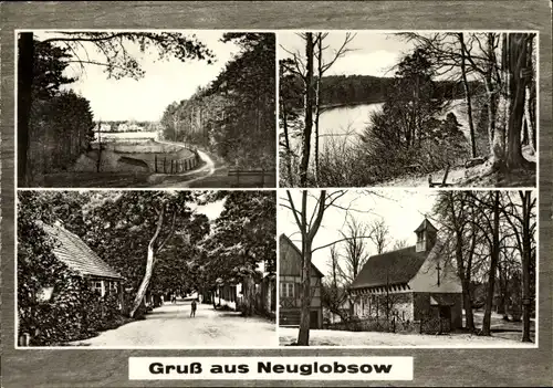 Ak Neuglobsow Stechlin Brandenburg, Sicht auf Kirche und Stechlinsee