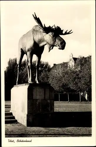 Ak Sowjetsk Tilsit Ostpreußen, Elchdenkmal, Gesamtansicht