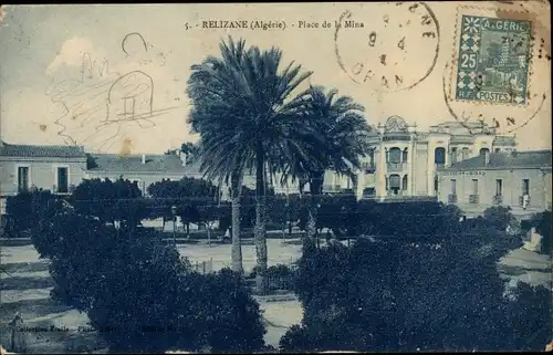 Ak Relizane Algerien, Place de la Mina, Epicerie