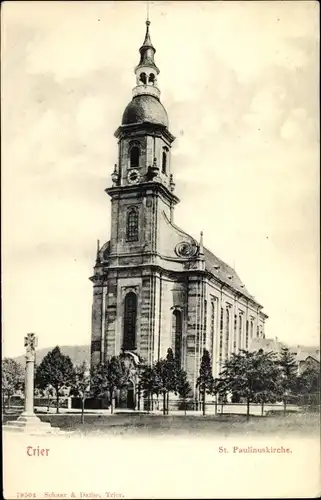 Ak Trier in Rheinland Pfalz, St. Paulinuskirche, Straßenansicht