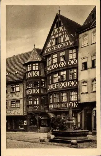 Ak Wertheim in Baden Württemberg, Marktplatz, Konditorei Wilhelm Hahn, Brunnen