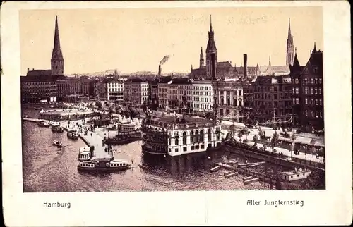 Ak Hamburg, Alter Jungfernstieg, Alsterpavillon, Anlegestelle, Dampfer