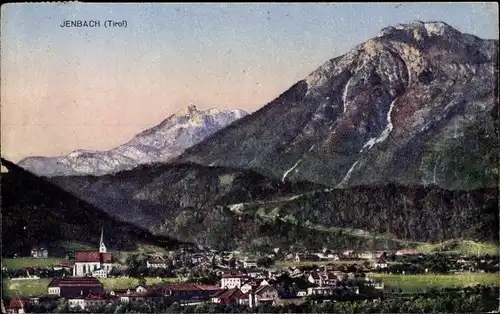 Ak Jenbach in Tirol, Totalansicht, Gebirgspartie