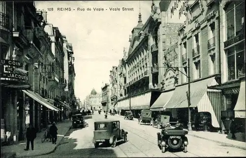 Ak Reims Marne, Rue de Vesle