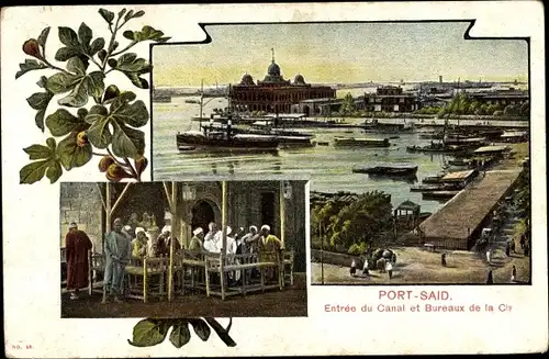 Ak Port Said Ägypten, Entrée du Canal et Bureaux de la Cie., Sueskanal