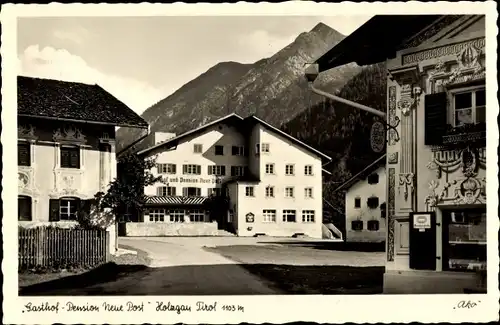 Ak Holzgau in Tirol, Gasthof Pension Neue Post, Bes. E. Hammerle, Tabaktrafik