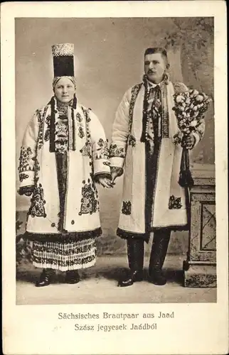 Ak Livezile Jaad Rumänien, Sächsisches Brautpaar, Volkstrachten