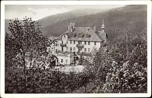 Ak Bärenfels Altenberg im Erzgebirge, Hotel Kaiserhof, Außenansicht, Wald, parkendes Automobil 
