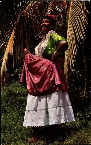 Ak Martinique, Costume créole, la jupe, Portrait