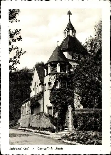 Ak Bad Brückenau in Unterfranken, Ev. Kirche, Außenansicht