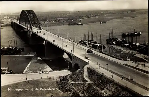 Ak Nijmegen Gelderland Niederlande, Vanaf de Belvedere, Brücke