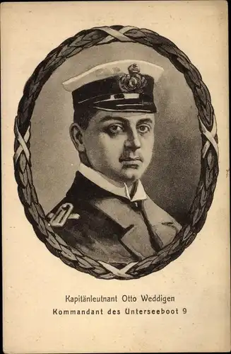 Passepartout Ak Otto Weddigen, Marineoffizier, Kapitänleutnant, SM U 9, Kaiserliche Marine