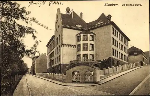 Ak Lutherstadt Eisleben in Sachsen Anhalt, Oberrealschule