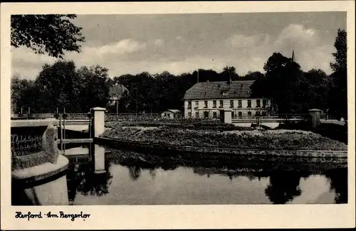 Ak Herford in Nordrhein Westfalen, Flusspartie am Bergertor, Haus, Brücke