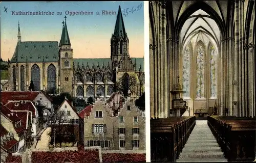 Ak Oppenheim am Oberrhein, Katharinenkirche, Innenansicht
