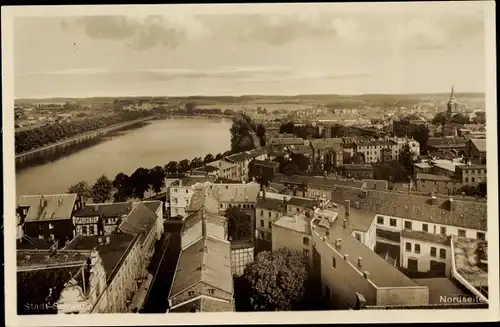 Ak Schwerin in Mecklenburg Vorpommern, Blick über die Dächer der Stadt