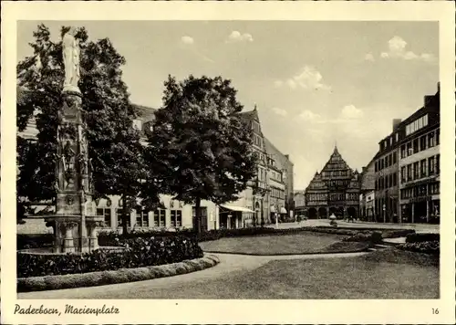 Ak Paderborn in Nordrhein Westfalen, Marienplatz, Geschäftshäuser