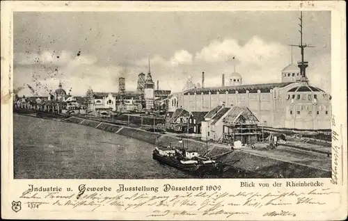 Ak Düsseldorf am Rhein, Industrie und Gewerbeausstellung 1902, Blick von der Rheinbrücke