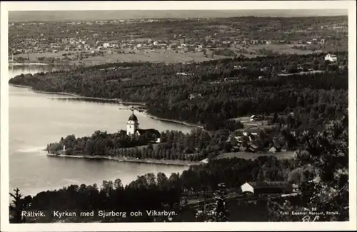 Ak Rättvik Schweden, Kyrkan med Sjurberg och Vikarbyn