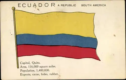 Ak Ecuador, Bürgerliche Flagge, Quito
