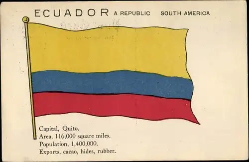 Ak Ecuador, Bürgerliche Flagge, Quito
