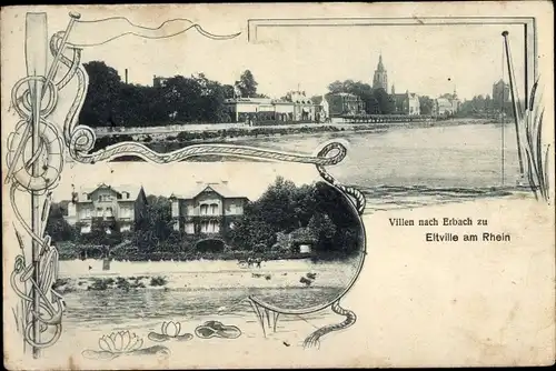 Ak Eltville am Rhein Hessen, Villen, Erbach, Ortsansichten