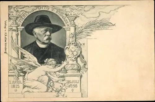 Ak Otto von Bismarck, Herzog zu Lauenburg, Bundeskanzler, Trauerkarte zum Tod 1898