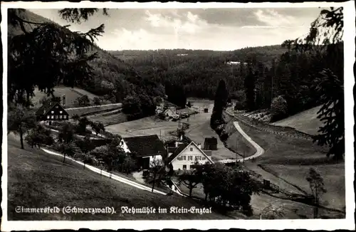 Ak Simmersfeld im Schwarzwald, Blick auf die Rehmühle im Klein Enztal, Häuser, Wald