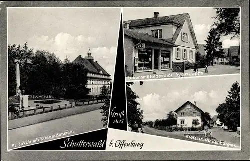 Ak Schutterwald in Baden Württemberg, St. Jakob, Kriegerdenkmal, Lebensmittel August Lipps