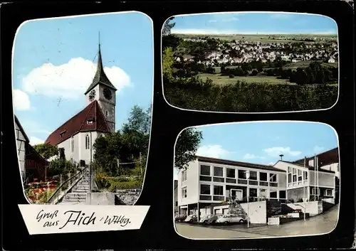 Ak Aich Aichtal in Baden Württemberg, Kirche, Gebäude, Totalansicht