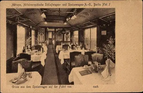 Ak Deutsche Reichsbahn, Speisewagen der Mitropa, Mitteleuropäische Schlafwagen- und Speisewagen AG