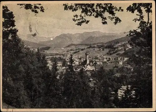 Ak Immenstadt im Allgäu Schwaben, Teilansicht vom Ort, Blick vom Wald aus, Berglandschaft