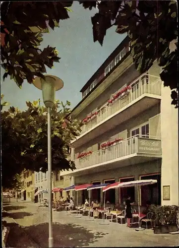 Ak Meersburg am Bodensee Baden Württemberg, Hotel Café zur Münz, Außenansicht, Seepromenade