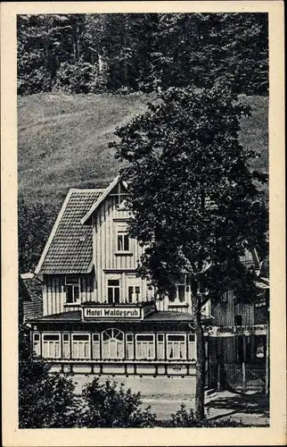 Ak Wieda Walkenried am Harz, Hotel Waldesruh, Außenansicht, Bes. Joh. Schäfer, Waldrand