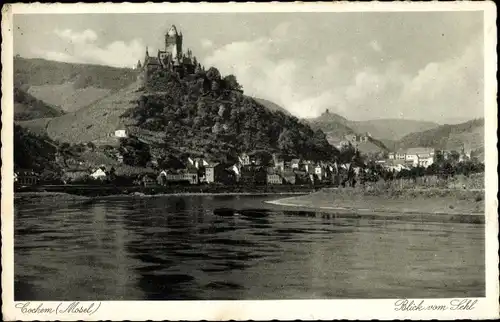 Ak Cochem Rheinland Pfalz, Burg, Schloss, Wohnhäuser, Kirche, Fluss, Berge