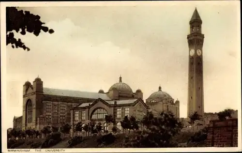 Ak Birmingham England, University, Joseph Chamberlain Memorial Clock Tower