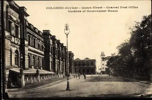 Ak Colombo Ceylon Sri Lanka, Queen Street, General Post Office, Gardens of Government House