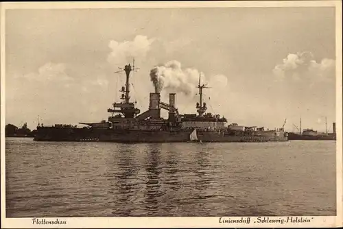 Ak Deutsches Kriegsschiff, Linienschiff Schleswig Holstein, Kaiserliche Marine