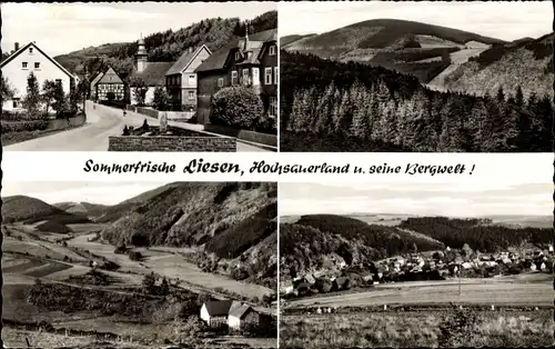 Ak Liesen Hallenberg Sauerland, Panorama vom Ort und Umgebung, Berglandschaft, Wald