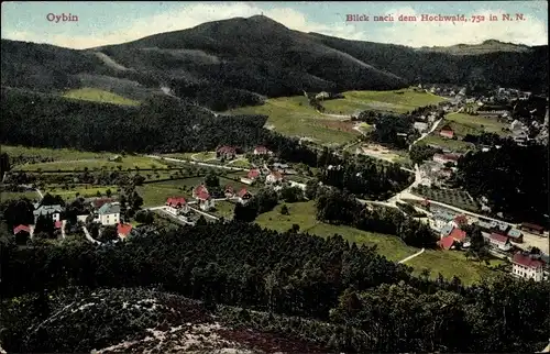 Ak Oybin in Sachsen, Hochwald, Wohnhäuser, Berge, Landschaft