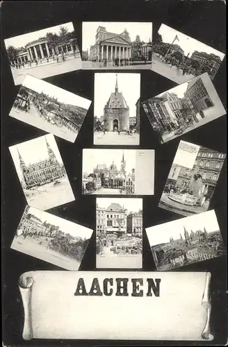 Ak Aachen in Nordrhein Westfalen, Dom, Kirche, Statue, Brunnen, Marktplatz