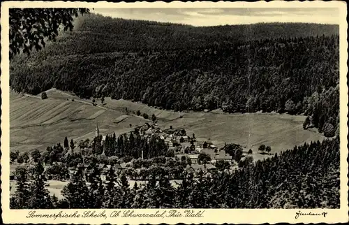 Ak Scheibe Alsbach Neuhaus am Rennweg Thüringen, Ortschaft mit Landschaftsblick