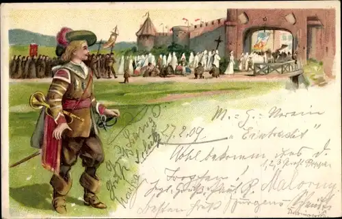 Präge Ak Trompeter von Säckingen, Stadttor 