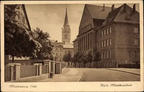 Ak Wałbrzych Waldenburg Schlesien, Kath. Mädchenschule