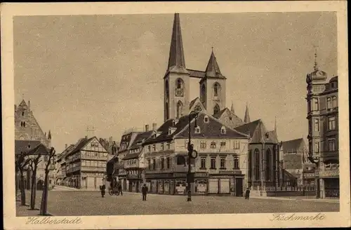 Ak Halberstadt in Sachsen Anhalt, Fischmarkt, Kirche