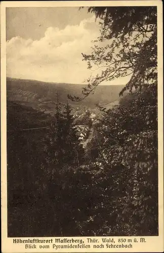Ak Masserberg im Thüringer Schiefergebirge, Blick vom Pyramidenfelsen nach Fehrenbach