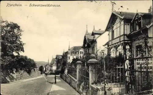 Ak Pforzheim im Schwarzwald, Schwarzwaldstraße, Villen