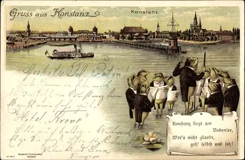 Litho Konstanz am Bodensee, Hafen, Froschkonzert