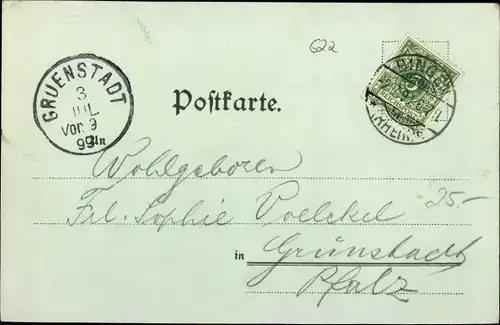 Mondschein Litho Rüdesheim am Rhein Hessen, Niederwalddenkmal